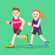 man and woman running illustration